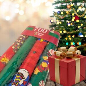 Vintage 8 Rolls Christmas Gift Wrap Paper